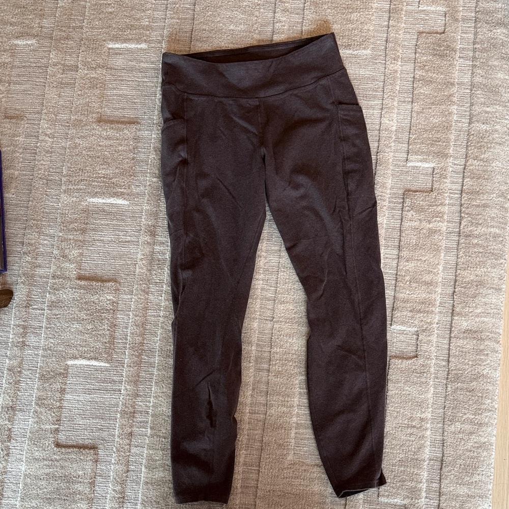 Pact Chocolate Brown Organic Cotton High-Waisted Leggings size Medium